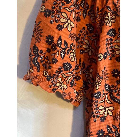 Madewell Womens Small Puff-Sleeve Peplum Top in Cavoli Floral - Picture 4 of 10